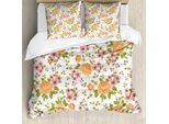 Abakuhaus Copripiumino Con Motivo Floreale, Tema Sposa Peony Poppy, Antiacaro E Anallergico, Con Federe, 200 Cm X 200 Cm - 80 X 80 Cm, Arancione Chiaro, Verde, Rosa