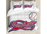 Abakuhaus Copripiumino Sportivo, Baseball, Antiacaro, Adatto A Chi Soffre Di Allergie, Con Federe, 200 Cm X 200 Cm - 80 X 80 Cm, Blu Notte, Rosso, Bianco