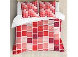 Abakuhaus Copripiumino Geometrico, Tile Quadrato Rettangolare, Antiacaro Adatto A Chi Soffre Di Allergie Con Federe, 155 Cm X 220 Cm - 80 X 80 Cm, Coral Rose Rosa Essiccata