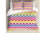 Abakuhaus Copripiumino Angolare, Rainbow Chevron Fun, Antiacaro, Adatto A Chi Soffre Di Allergie, Con Federe, 200 Cm X 200 Cm - 80 X 80 Cm, Multicolore