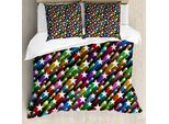 Abakuhaus Copripiumino Colorato, Stelle Disco, Antiacaro, Adatto A Chi Soffre Di Allergie, Con Federe, 200 Cm X 200 Cm - 80 X 80 Cm, Multicolore