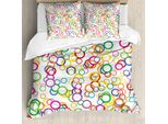 Abakuhaus Copripiumino Arcobaleno, Cerchi Geometrici Colorati, Antiacaro, Adatto A Chi Soffre Di Allergie, Con Federe, 155 Cm X 220 Cm - 80 X 80 Cm, Lavanda Salmone