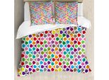Abakuhaus Copripiumino Colorato, Motivo A Curve Colorate, Antiacaro, Adatto A Chi Soffre Di Allergie, Con Federe, 200 Cm X 200 Cm - 80 X 80 Cm, Multicolore