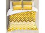 Abakuhaus Copripiumino Angolare, Chevron Zigzag Ombre, Antiacaro, Adatto A Chi Soffre Di Allergie, Con Federe, 155 Cm X 220 Cm - 80 X 80 Cm, Giallo Giallo Pallido
