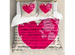 Abakuhaus Copripiumino Love, Scritta Love, Antiacaro, Adatto A Chi Soffre Di Allergie, Con Federe, 200 Cm X 200 Cm - 80 X 80 Cm, Beige Magenta
