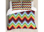 Abakuhaus Copripiumino Angolare, Zick-Zack-Sharp Vibrant, Antiacaro, Adatto A Chi Soffre Di Allergie, Con Federe, 155 Cm X 220 Cm - 80 X 80 Cm, Multicolore