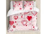 Abakuhaus Copripiumino Love, Linee A Cuore Sagomate, Antiacaro, Adatto A Chi Soffre Di Allergie, Con Federe, 200 Cm X 200 Cm - 80 X 80 Cm, Rosa Rosso Rosa