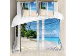 Abakuhaus Copripiumino Ocean, Paesaggio Insulare Viaggi, Antiacaro Adatto A Chi Soffre Di Allergie Con Federe, 155 Cm X 220 Cm - 80 X 80 Cm, Bianco Crema Blu