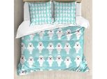 Abakuhaus Copripiumino Con Motivi Marini, Bianco Baby Seal Ocean, Antiacaro E Anallergico, Con Federe, 155 Cm X 220 Cm - 80 X 80 Cm, Turchese Azzurro