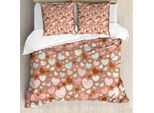 Abakuhaus Copripiumino Love, Cuore Romantico, Antiacaro, Adatto A Chi Soffre Di Allergie, Con Federe, 200 Cm X 200 Cm - 80 X 80 Cm, Marrone Chiaro-Rosa-Blu