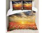 Abakuhaus Copripiumino Con Motivo Floreale, Tramonto Panoramico, Antiacaro E Anallergico Con Federe, 155 Cm X 220 Cm - 80 X 80 Cm, Multicolore