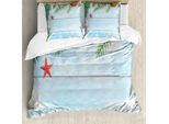 Abakuhaus Copripiumino Conchiglie, Pesce Seashell Maritime, Antiacaro, Adatto A Chi Soffre Di Allergie, Con Federe, 200 Cm X 200 Cm - 80 X 80 Cm, Azzurro, Verde, Giallo
