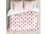 Abakuhaus Copripiumino Love, Forme Artistiche In Stile Retrò, Antiacaro, Adatto A Chi Soffre Di Allergie, Con Federe, 200 Cm X 200 Cm - 80 X 80 Cm, Corallo Scuro Bianco