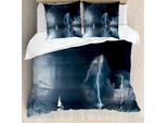 Abakuhaus Copripiumino Barca A Vela, Yacht Sul Mare, Antiacaro, Adatto A Chi Soffre Di Allergie, Con Federe, 200 Cm X 200 Cm - 80 X 80 Cm, Blu Grigio