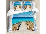 Abakuhaus Copripiumino KüSten, Mare Con Costa Frastagliata, Antiacaro, Adatto A Chi Soffre Di Allergie, Con Federe, 200 Cm X 200 Cm - 80 X 80 Cm, Blu Acquamarina
