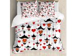 Abakuhaus Copripiumino, Lanterne E Cuori, Antiacaro, Adatto A Chi Soffre Di Allergie, Con Federe, 155 Cm X 220 Cm - 80 X 80 Cm, Vermilion Scarlet