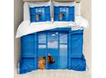 Abakuhaus Copripiumino Leuchtturm, Montagna Oceano Mare, Antiacaro Adatto A Chi Soffre Di Allergie Con Federe, 155 Cm X 220 Cm - 80 X 80 Cm, Blu Bianco