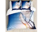 Abakuhaus Copripiumino Barca A Vela, Barca A Vela Avventura Sea, Antiacaro Adatto A Chi Soffre Di Allergie Con Federe, 155 Cm X 220 Cm - 80 X 80 Cm, Bianco Blu Scuro