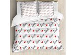 Abakuhaus Copripiumino Love, San Valentino, Antiacaro, Adatto A Chi Soffre Di Allergie, Con Federe, 155 Cm X 220 Cm - 80 X 80 Cm, Nero Vermiglio