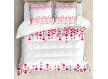 Abakuhaus Copripiumino Love, Foglie A Forma Di Cuore, Antiacaro, Adatto A Chi Soffre Di Allergie, Con Federe, 155 Cm X 220 Cm - 80 X 80 Cm, Magenta, Verde, Bianco