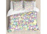 Abakuhaus Copripiumino, Pop Art Curls Affection, Antiacaro, Adatto A Chi Soffre Di Allergie, Con Federe, 155 Cm X 220 Cm - 80 X 80 Cm, Multicolore