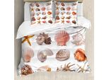 Abakuhaus Copripiumino Conchiglie, Mollusk Vacanze Estive, Antiacaro Adatto A Chi Soffre Di Allergie Con Federe, 155 Cm X 220 Cm - 80 X 80 Cm, Multicolore