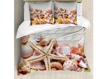 Abakuhaus Copripiumino Conchiglie, Mucchio Di Conchiglie Sulla Spiaggia, Antiacaro, Adatto A Chi Soffre Di Allergie, Con Federe, 155 Cm X 220 Cm - 80 X 80 Cm, Color Crema Di Cocco Arancione