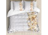 Abakuhaus Copripiumino Conchiglie, Conchiglie E Stelle Marine, Antiacaro, Adatto A Chi Soffre Di Allergie, Con Federe, 200 Cm X 200 Cm - 80 X 80 Cm, Avorio