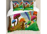 Abakuhaus Copripiumino Pilz, Sunny Foglie Giocose, Antiacaro Adatto A Chi Soffre Di Allergie Con Federe, 155 Cm X 220 Cm - 80 X 80 Cm, Multicolore