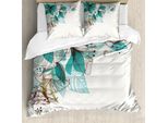 Abakuhaus Copripiumino Turchese, Foglie Con Boccioli Di Fiori, Antiacaro, Adatto A Chi Soffre Di Allergie, Con Federe, 200 Cm X 200 Cm - 80 X 80 Cm, Verde Acqua Chiaro