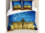 Abakuhaus Copripiumino Vittoriano, Divano Antico Nella Camera, Antiacaro E Anallergico Con Federe, 155 Cm X 220 Cm - 80 X 80 Cm, Marrone, Giallo, Blu Reale