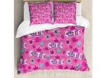 Abakuhaus Copripiumino Femminile, Motivo Corona Fiori, Antiacaro Adatto A Chi Soffre Di Allergie Con Federe, 155 Cm X 220 Cm - 80 X 80 Cm, Fucsia