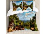 Abakuhaus Copripiumino Asiatico, Con Vista Sul Fiume Nella Giungla, Antiacaro, Adatto A Chi Soffre Di Allergie, Con Federe, 200 Cm X 200 Cm - 80 X 80 Cm, Multicolore