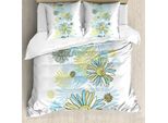 Abakuhaus Copripiumino Turchese, Camomilla Wild Flower, Antiacaro, Adatto A Chi Soffre Di Allergie, Con Federe, 200 Cm X 200 Cm - 80 X 80 Cm, Verde Chiaro Verde Scuro