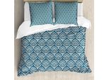 Abakuhaus Copripiumino Vittoriano, Stile Retrò Francese, Antiacaro E Anallergico, Con Federe, 155 Cm X 220 Cm - 80 X 80 Cm, Blu Navy-Crema
