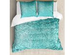 Abakuhaus Set Copripiumino Turchese Per Letti Matrimoniali, Effetto Mosaico Vintage A Pois, Antiacaro E Anallergico, Con Federe, Turchese Seafoam Teal