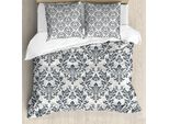 Abakuhaus Copripiumino Vittoriano, Damasco Elaborato Con Motivi Floreali, Antiacaro, Adatto A Chi Soffre Di Allergie, Con Federe, 155 Cm X 220 Cm - 80 X 80 Cm, Beige Grigio