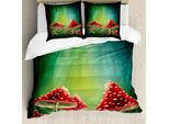 Abakuhaus Copripiumino Funghi, Funghi Misteriosi, Antiacaro, Adatto A Chi Soffre Di Allergie, Con Federe, 155 Cm X 220 Cm - 80 X 80 Cm, Verde Mare Rosso Crema