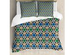 Abakuhaus Copripiumino Marocchino, Stelle Esagonali, Antiacaro, Adatto A Chi Soffre Di Allergie, Con Federe, 155 Cm X 220 Cm - 80 X 80 Cm, Verde Blu Nero