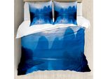 Abakuhaus Copripiumino Asiatico, Alba - Zattera Di Bambù Cina, Antiacaro, Adatto A Chi Soffre Di Allergie, Con Federe, 155 Cm X 220 Cm - 80 X 80 Cm, Blu Reale Aqua
