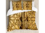 Abakuhaus Set Copripiumino Marocchino Per Letti Matrimoniali, Palazzo Reale Di Marrakech, Antiacaro, Adatto A Chi Soffre Di Allergie, Con Federe, Oro