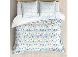 Abakuhaus Copripiumino Con Motivi Floreali, Motivo A Fiori Di Campo, Antiacaro, Adatto A Chi Soffre Di Allergie, Con Federe, 200 Cm X 200 Cm - 80 X 80 Cm, Blu Verde Reseda