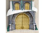 Abakuhaus Copripiumino Marocchino, Porte Antiche, Antiacaro, Adatto A Chi Soffre Di Allergie, Con Federe, 155 Cm X 220 Cm - 80 X 80 Cm, Giallo Verde Acqua Blu