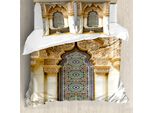 Abakuhaus Copripiumino Marocchino, Stile Orientale Vintage, Antiacaro, Adatto A Chi Soffre Di Allergie, Con Federe, 200 Cm X 200 Cm - 80 X 80 Cm, Avorio, Marrone Chiaro, Blu
