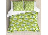 Abakuhaus Copripiumino Kolibri, Giardino Hummingbird, Antiacaro, Adatto A Chi Soffre Di Allergie, Con Federe, 155 Cm X 220 Cm - 80 X 80 Cm, Verde Lime-Blu-Crema