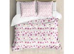 Abakuhaus Set Copripiumino Per Letti Matrimoniali, Graziosi Steli Ricci, Antiacaro, Adatto A Chi Soffre Di Allergie, Con Federe, Rosa Reseda Verde