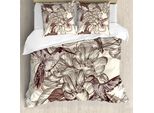 Abakuhaus Copripiumino Kolibri, Motivo Uccelli E Fiori, Antiacaro, Adatto A Chi Soffre Di Allergie, Con Federe, 200 Cm X 200 Cm - 80 X 80 Cm, Marrone Avorio