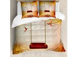 Abakuhaus Copripiumino Kolibri, Hummingbird Frieden, Antiacaro, Adatto A Chi Soffre Di Allergie, Con Federe, 200 Cm X 200 Cm - 80 X 80 Cm, Arancione Bordeaux