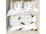 Abakuhaus Copripiumino Kolibri, Hummingbird Sunflowers, Antiacaro, Adatto A Chi Soffre Di Allergie, Con Federe, 200 Cm X 200 Cm - 80 X 80 Cm, Verde, Giallo, Beige