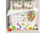 Abakuhaus Copripiumino Astratto, Fiori Astratti Estivi, Antiacaro, Adatto A Chi Soffre Di Allergie, Con Federe, 200 Cm X 200 Cm - 80 X 80 Cm, Multicolore